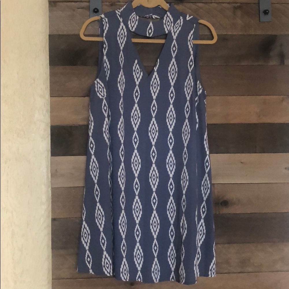 Flowy Gray/Tan Ikat print Tunic/Dress - Med